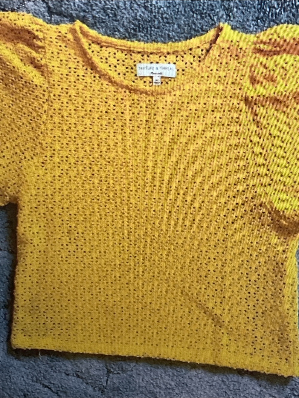 Madewell Yellow Eyelet Knit Short-Sleeve Top